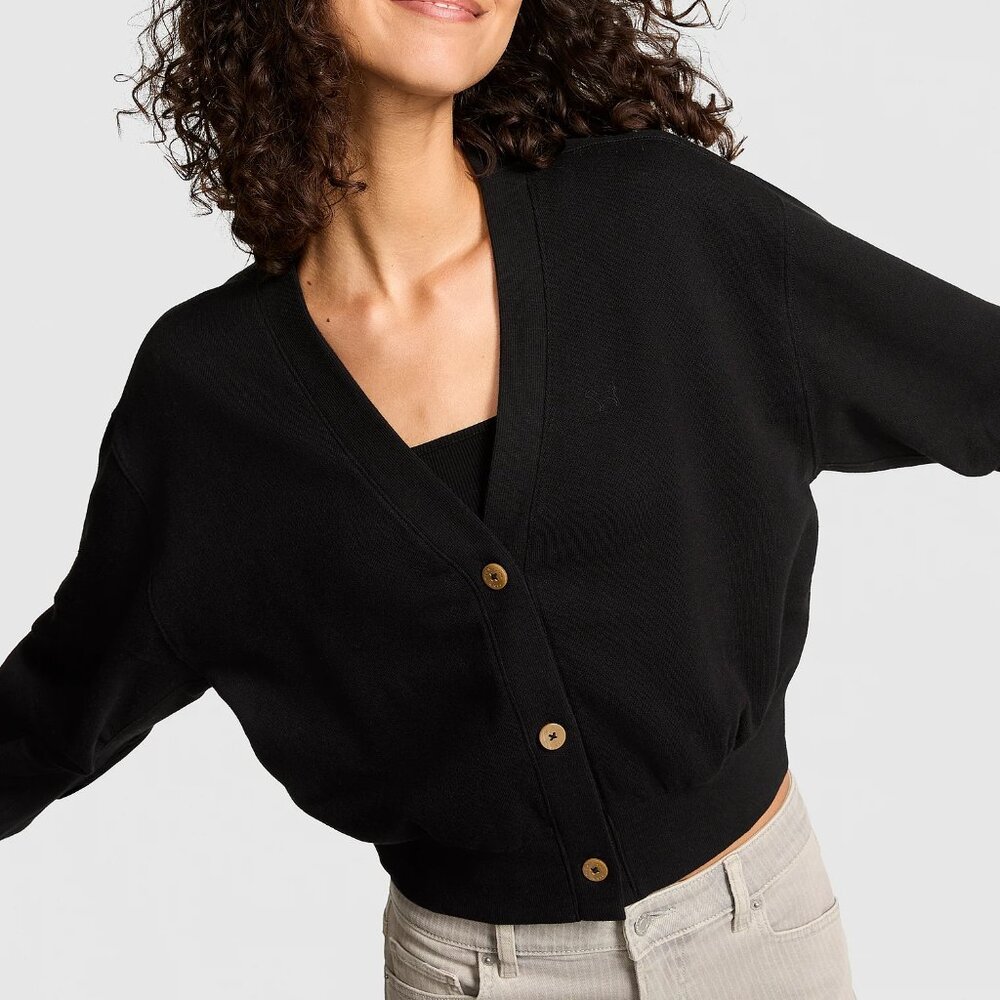 PINK Victoria's Secret Black Cropped V‑Neck Cardigan - Picture 2 of 4
